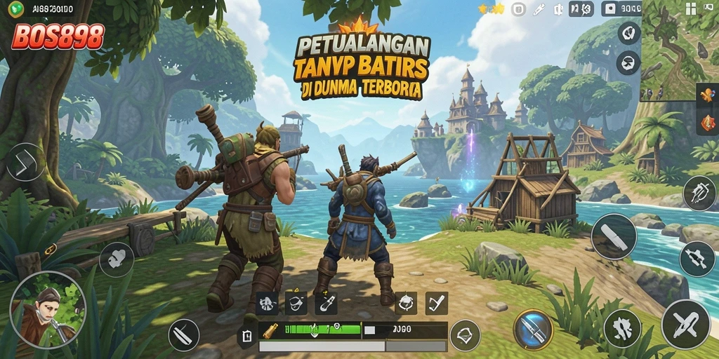Screenshot utama gameplay Open World BOS898 yang menampilkan petualangan seru.