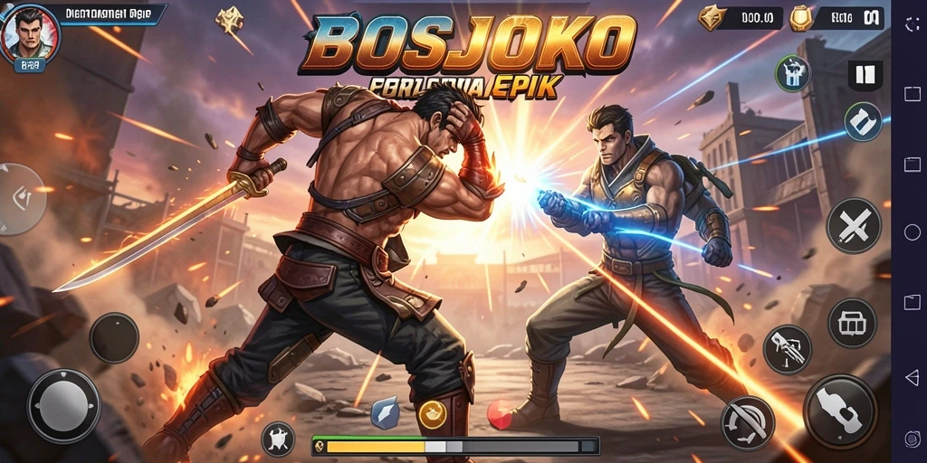 Screenshot gameplay memperlihatkan aksi seru dalam BOSJOKO.