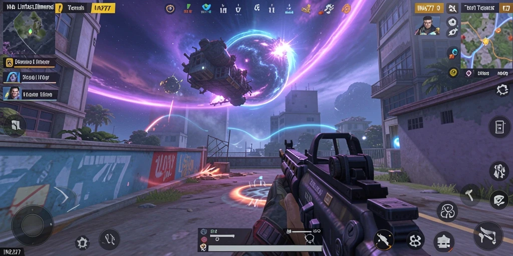 Tangkapan layar menampilkan aksi intens dalam gameplay FPS INA777.