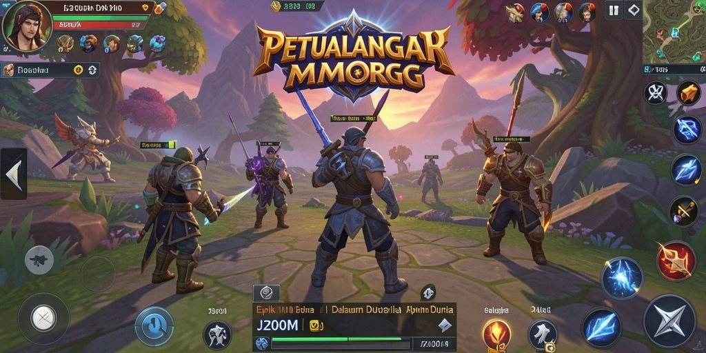 Tampilan gameplay mendebarkan dari J200M, menunjukkan aksi perang di dunia MMORPG.