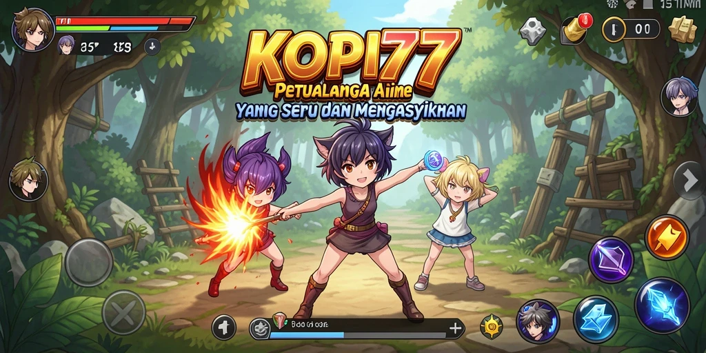 Gameplay KOPI77 yang menampilkan petualangan karakter Anime.