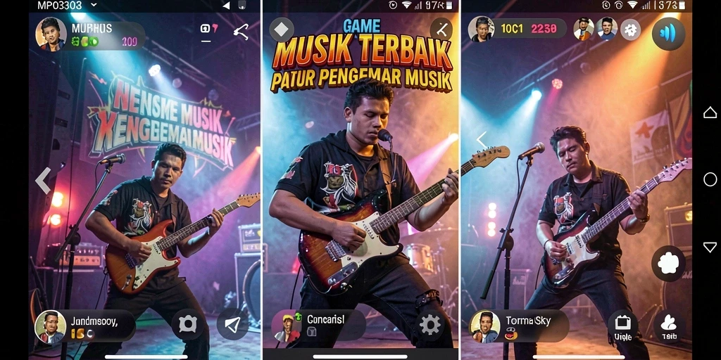 Tampilan gameplay MPO303 yang menonjol dengan interaksi musik.
