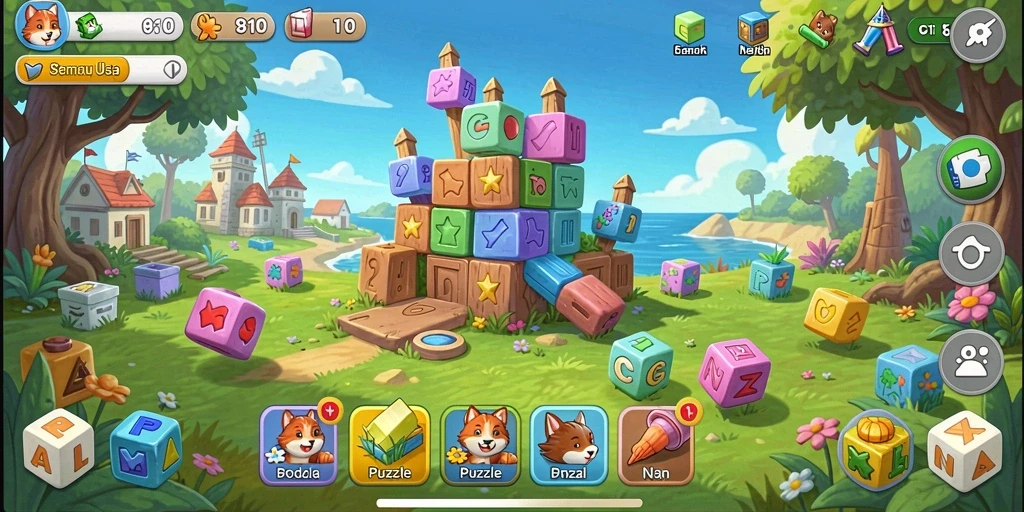 Screenshot gameplay N06 menampilkan tingkat kesulitan Puzzle yang bervariasi.
