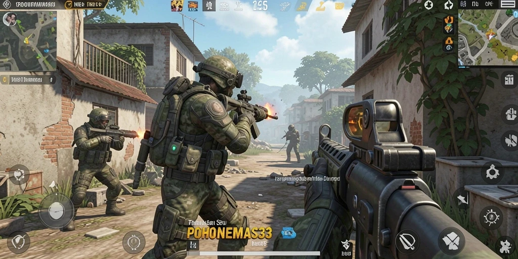 Screenshot menunjukkan gameplay intens dan seru di POHONEMAS33.