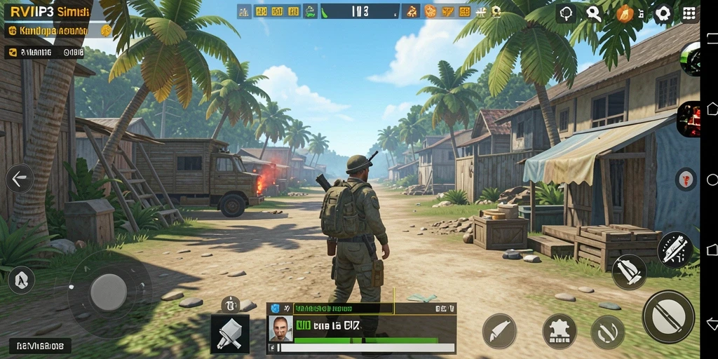 Screenshot gameplay RVIP3 yang menunjukkan interaksi karakter dalam simulasi.