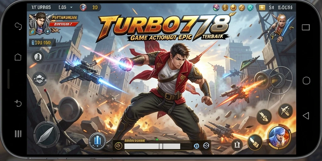 Tangkapan layar TURBO78 menampilkan karakter dalam aksi mendebarkan.